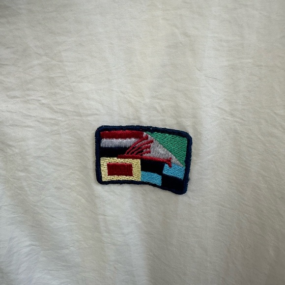 Vintage 90's Nautical Cream Windbreaker Funnel Neck Jacket Size L - Picture 7 of 14